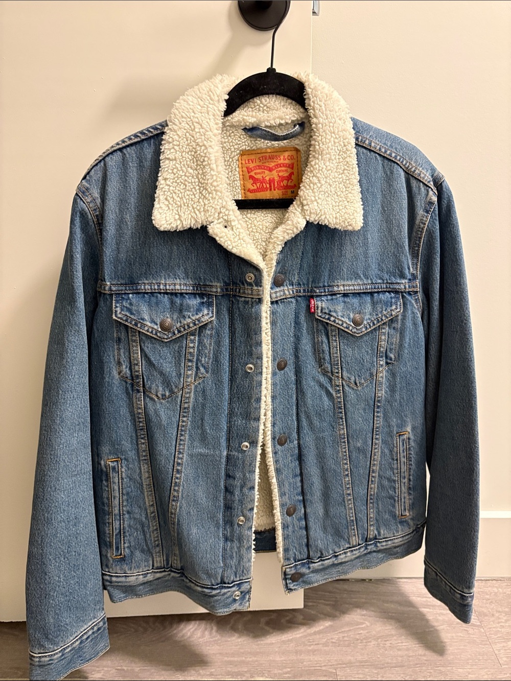 Levi's Blue Denim Sherpa-Lined Trucker Jacket